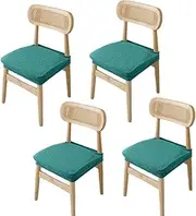 4 Pcs Dining Room Chair Seat Covers, Dining Room Chair Protector Slipcovers, Removable Washable Chair Seat Cushion Protectors for Home Kitchen Banquet Restaurant (Green)