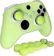HLRAO Green Glitter Anti-Slip Protective Silicone Cover Skin Glow in The Dark Grips Compatible with Xbox Series X/S Controller,8 PCS Glitter Thumb Grips Caps and 2 Grips Caps.