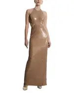 Bcbg Sequin Cut Out Halter Gown