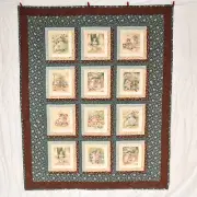 New handmade large throw quilt, Nostalgic childhood scenes beautifully quilted