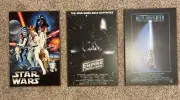 LOT OF VERY RARE 3 DISNEY OFFICIAL STAR WARS 19x13 POSTER BOARD WOOD WALL ART