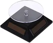 360 Degrees Solar Power Display Stand, Rotating Turntable Product Display Rotary Table for Watch Phone Jewelry Display Supermarkets, Advertising (Round - White)