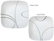 1 Corelle SQUARE SIMPLE LINES Choose: DINNER or LUNCH PLATE *White Black Arcs