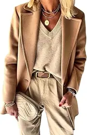 [IDEALSANXUN] Womens Wool Blazer Fall Winter Pea Coat Business Work Suit Jackets