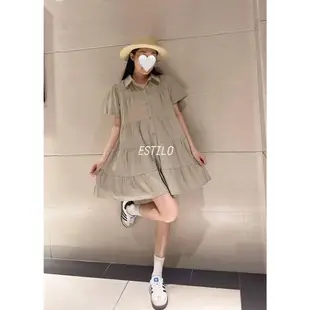 日系棉麻短袖襯衫短洋裝 預購 女裝 #369