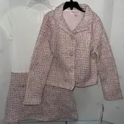 NWT Girls Biscotti Collezioni Size 4 Pink Tweed Dress & Coat Jacket Set Pageant