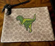 NWT Coach Dino REXY Signature C Canvas Turnlock Pouch 30 Wristlet Fits iPad $295