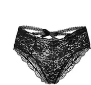 [Generic] Maternity Lingerie Sexy Lingerie Brief 1PC Panty Lace Floral Plus Sexy Crotchless Thong Women Underwear Vintage Lingerie Large (#A-Black, S)