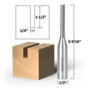 Solid Carbide Insert Straight Router Bit 1/4" Diameter 1/2" Shank Yonico 14037
