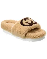 Gucci Interlocking G Shearling Slide