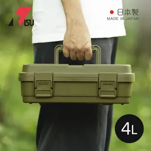 [特價]【日本RISU】TRUNK CARGO日本製可連結層疊組合式工具箱-4L-多色可選軍綠