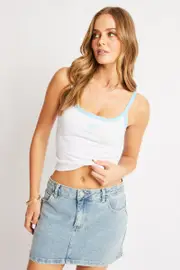 White Graphic Singlet Top - Size M, Women's Singlet