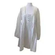 by anthropologie dress Womens Large Ivory Cotton Long Sleeve Peasant Long Sleeve