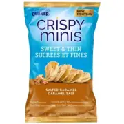 6X Quaker Crispy Minis Sweet and Thin Salted Caramel Chips 90g FRESH!