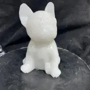 1pc Natural white marble Quartz Carved tiger Skull Crystal Energy healing decor
