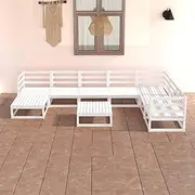 8 Piece Garden Lounge Set White Solid Pinewood, Furniture Sets, Patio Furniture