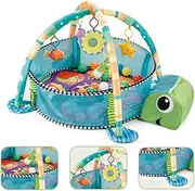 Infant Sleeping Carpet Turtle Ocean Ball Pit – Soft Baby Activity Gym Play Mat with 20 Balls & Toys – Round Exercise Floor Mat for Babies 0-24 Months & Toddlers 2-4 Years (85cm x 85cm x 56cm)