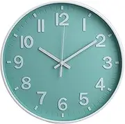 bakbrand Wall Clock 12 Inch Mint Green Modern Simple Quartz Decorative Clock Non-Ticking Silent Battery Operated Round Wall Clocks for Living Room Bedroom Kitchen Office Classroom