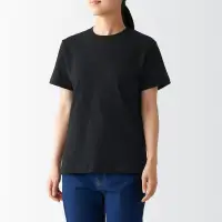在飛比找博客來優惠-【MUJI 無印良品】女柔滑圓領短袖T恤 XS 黑色