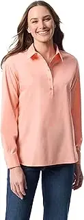 [Gloria Vanderbilt] Women's Amanda High-Low Long Sleeve Pullover Shirt Standard
