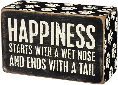 Primitives by Kathy 31145 Paw Print-Trimmed Box Sign, 4 x 2.5-Inches