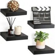 Floating Shelf Square Wall Decor Invisible Mounting Brackets 9" Display - 4Pk