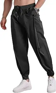 [Generic] Tactical Pants for Men Comfy Joggers Casual Lightweight Drawstring Cargo Pants Workout Sports Regular Fit Trousers