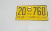 VTG 1953 General Mills Wheaties PRINCE EDWARD ISL metal bicycle mini lic. PLATE