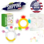 Silicone Baby Teether Set 2 Pack Soft Freezer Safe Gum Relief Toys For 3M+