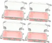[HOODANCOS] 4pcs Box Mini Storage Box Makeup Luggage Organizer Portable Cosmetics Storage Make up Traveling Case Makeup Artist Case Eyelash Travel Case Make up Suitcase Makeup Case Pink
