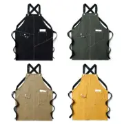 Solid Color Apron with Pocket for Cross Back Adjustable Buckle Kitchen Bib