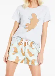NEW PETER ALEXANDER WOMENS PLATYPUS TEE GREY MARLE TOP + SHORTS PJ SET XS $99.90