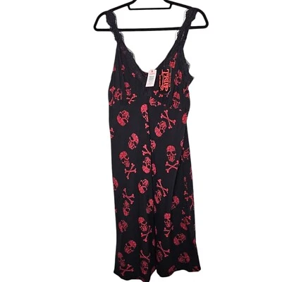 Torrid x TRIPP NYC Skull Crossbone Lace Trim Goth Maxi Dress Whimsigoth Sz 1 1X