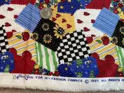 CTY Checks Cherry Sunflower Alma Lynne Patchwork Cheater Quilt Fabric 1 yd