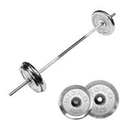 Total 58kg - Barbell Weight Set - 180cm Barbell Bar + 10x2 + 15x2 Silver Weight Plate