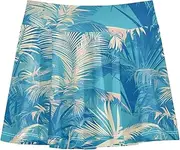 [FRODOTGV] Cute Palm Tree Leaves Girls Athletic Skorts with Built in Shorts Running Skirt for Little Girl Pleated Skirt for Kids