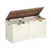 Storage Chest, Storage Trunk with 2 Safety Hinges Lift-Top 39.4" White Brown