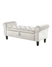 [La Bella] Storage Ottoman Bench Seat 132cm in Beige
