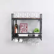 Rustic Wall Mounted Wine Racks with 6 Stem Glass Holder,24In Industrial Metal Ha
