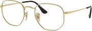 Ray-Ban RX6448 Round Metal Eyeglass Frames Non Polarized Prescription Eyewear, Gold/Demo Lens, 51 mm