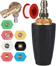 Washer Turbo Nozzle Set,4000 PSI 7 Spray Nozzle Tips Replacement High Pressure Turbine Heads | High Efficiency 1/4” & 3/8” Quick Connect Washer Tips for Garden