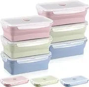 [Mifoci] 6 Pcs Collapsible Food Storage Containers 40.5 oz Silicone Leftover Storage Containers with Airtight Lids Stacking Collapsible Lunch Box for Freezer Microwave Dishwasher Safe(40.5 oz)