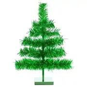 18" Metallic Green Christmas Tree Tinsel Feather Style Holiday Tree 1.5FT
