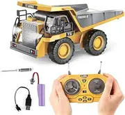 linzezon RC Dump Truck Car, Remote Control Excavator, Kids RC Dump Truck Toy, 2.4Ghz RC Construction Toys with Metal Shovel, Lights, Sounds (A)