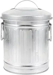 Ash Bucket with Lid Galvanized Metal Canister Dry Food Storage Container Mini Trash Can Wastebasket Iron Fireplace Charcoal Bucket Ash Can Pen Holder for Stove B(Color:As Shown,Size:18.50X14.50X14.50C