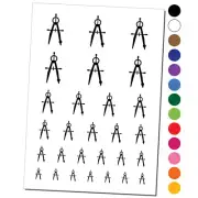 Drafting Geometric Compass Mechanical Engineer Temporary Tattoo Set