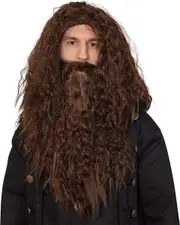 Brown Wizard Mens Wig & Beard