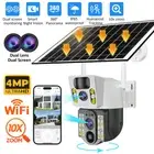 4MP Dual Lens Security Camera WIFI Outdoor Home CCTV Battery Solar Powered V380