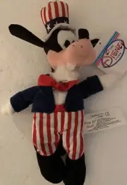 Goofy Plush Disney Store UNCLE SAM PATRIOTIC Mini Bean Bag America 4th July TAG