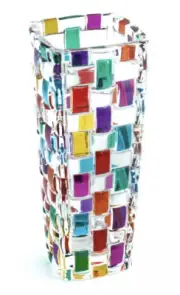Murano Glass Vase Multi Coloured Pink Hand Made Painted Millefiori 16cm High